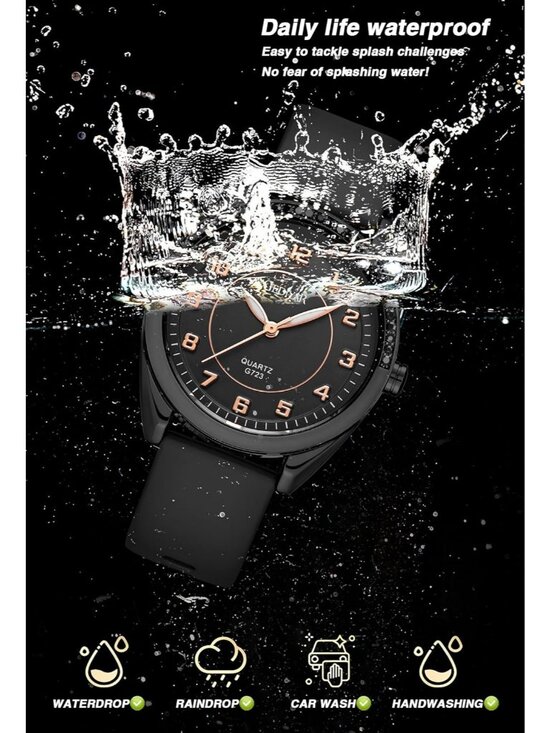 Women\'s Black Analog Quartz Silicone Band Solid Waterproof Nurses Wrist Watch main image 5